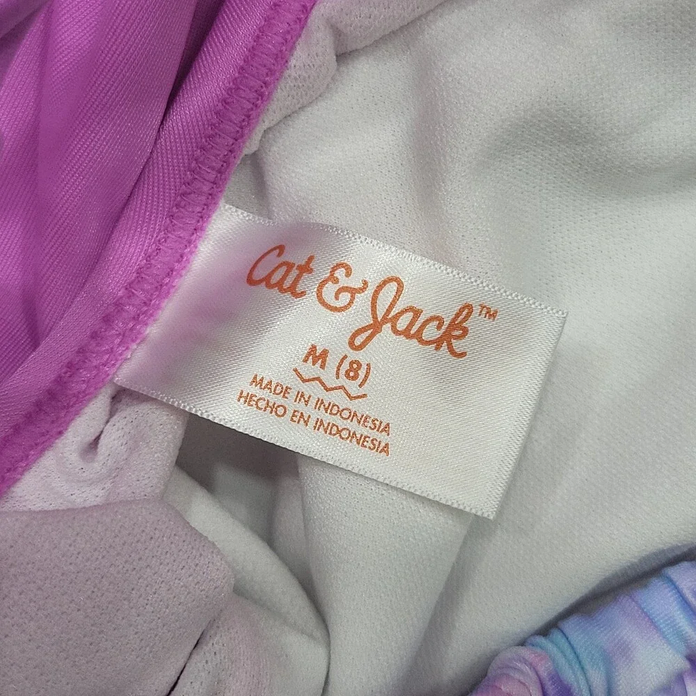 Cat & Jack Girls One Piece Crossback Swimsuit Tie Dye Purple Pink Size Medium 8